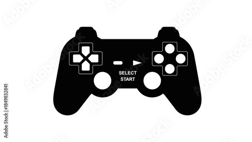 Black Video Game Controller Illustration.