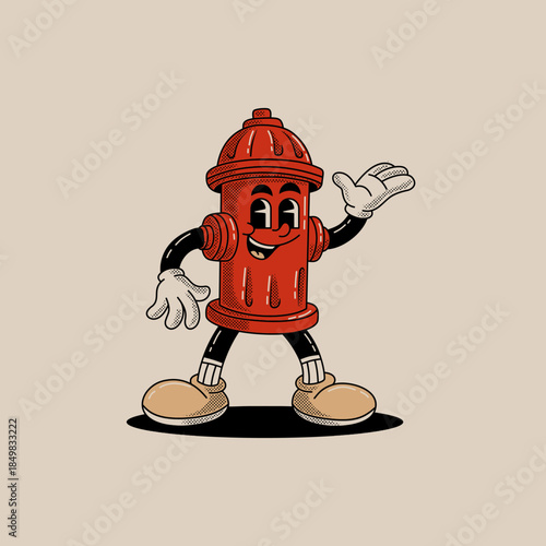 Cute Cartoon Fire hydrant Vector illustration hand drawn