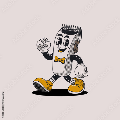 Cartoon cute anthropomorphic barber Vector illustration hand drawn