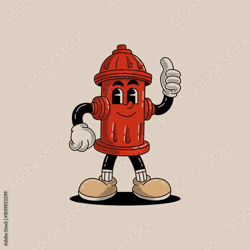 Cartoon Cute Fire hydrant Vector illustration hand drawn