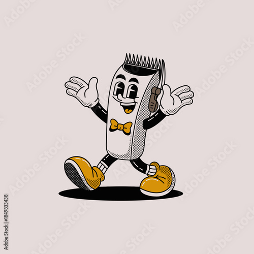 Mascot Cartoon anthropomorphic barber Vector illustration hand drawn