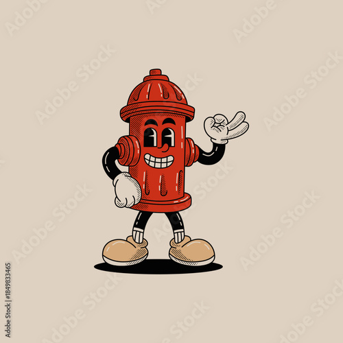 Mascot Cartoon Fire hydrant Vector illustration hand drawn
