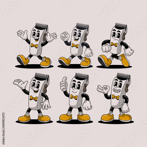 Cute Cartoon sheet anthropomorphic barber Vector illustration hand drawn
