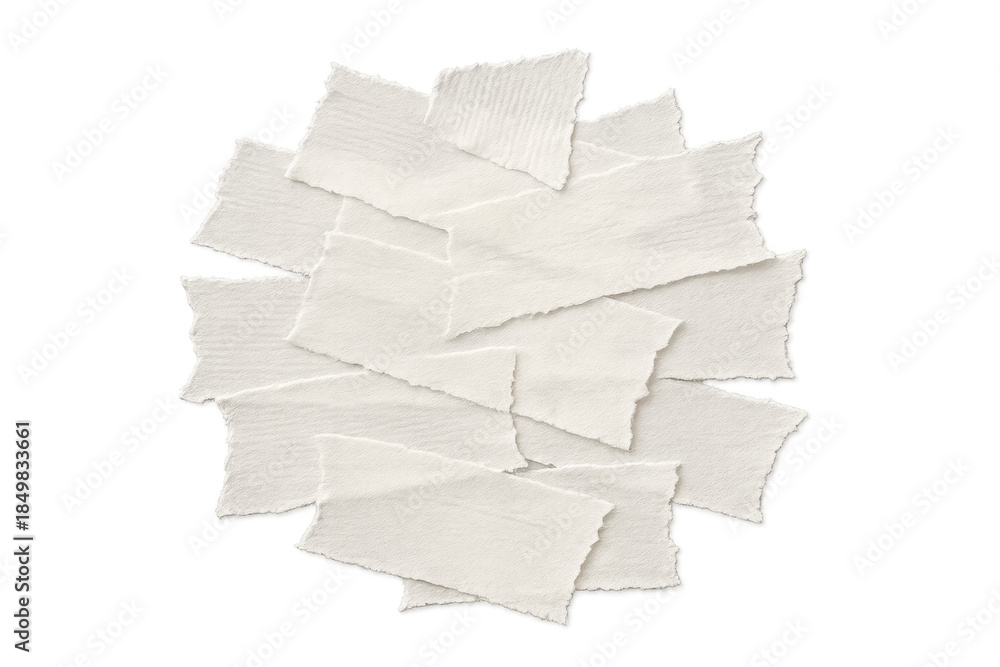 Obraz premium Torn paper scraps creating a textured collage element with rough edges on a transparent background