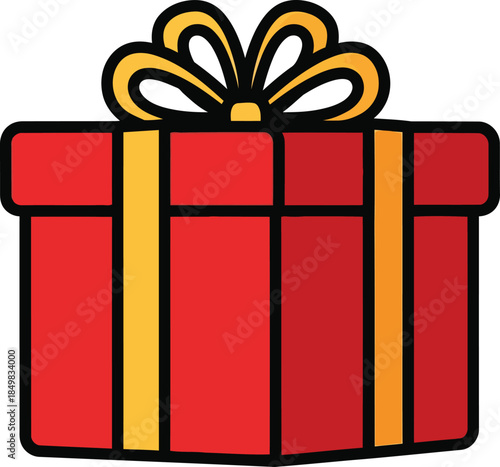 Red gift box with yellow ribbon festive surprise f