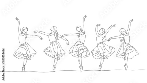 line drawing of two ballet dancers