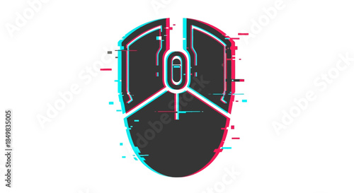 Glitchy Gaming Mouse Icon: A Digital Art Representation of Modern Technology and Design
