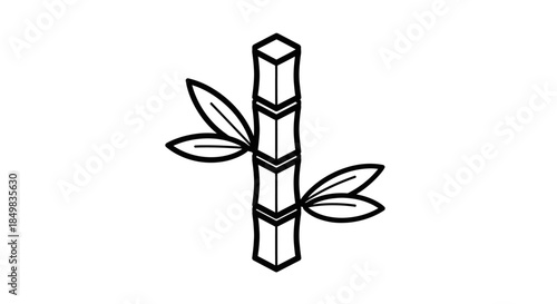 Wallpaper Mural Monochrome drawing of a stylized bamboo stalk with leaves isolated on white background Torontodigital.ca
