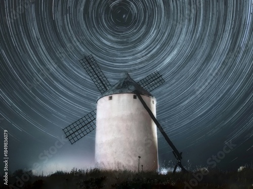 Photography Circumpolar photograph of a windmill in Guadalajara. Spain
