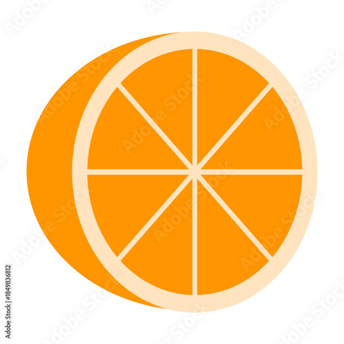 Orange Citrus Slice Perspective Flat Vector