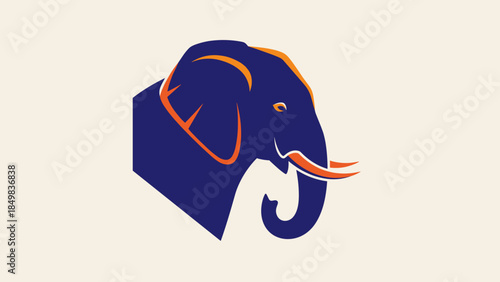 Blue Elephant Head Logo Design Element.