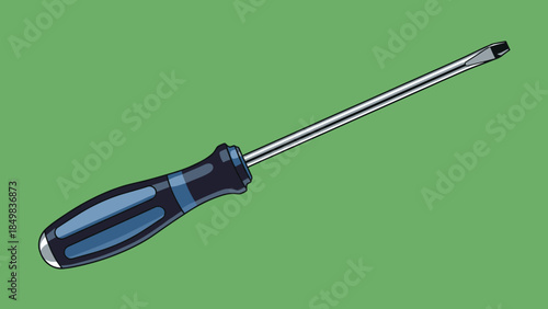 Blue Handle Screwdriver Tool Closeup.