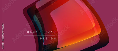 Abstract geometric design. Red, orange hues blend, creating layered effect. Text reads background design. Modern, vibrant composition.