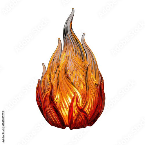 Exquisite blown glass sculpture capturing the vibrant warm essence of a flickering eternal flame