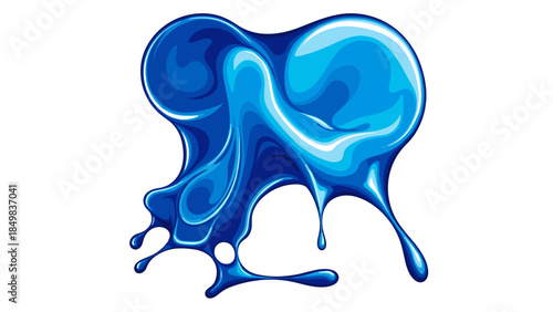 Blue Liquid Splash with Dripping Effect.