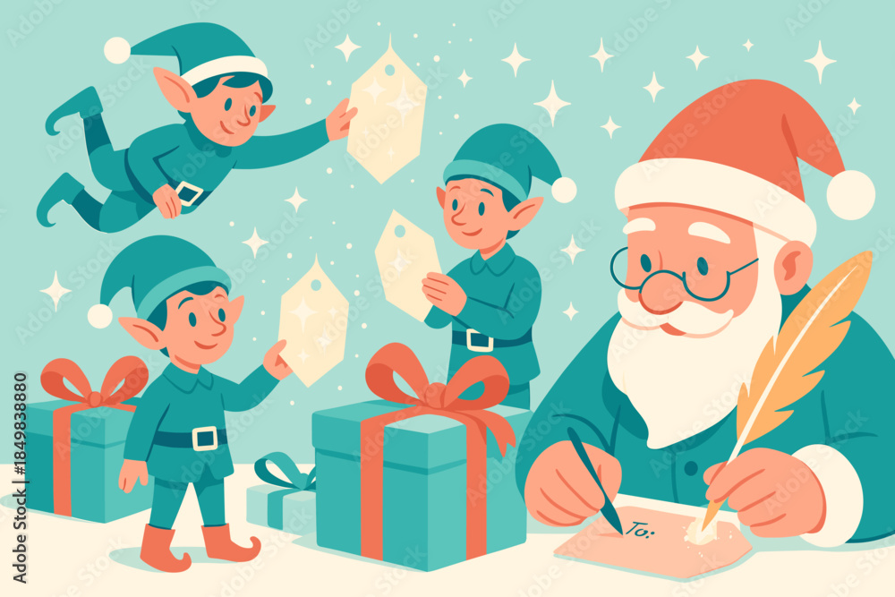 Obraz premium Elves' Glittering Gift Tags.