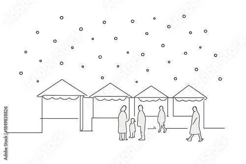 Magical Snowfall Market. 