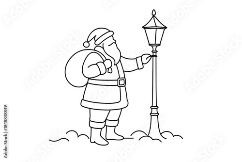 Santa by Lamp Post.