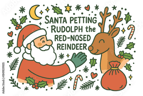 Santa and Rudolph Doodle.