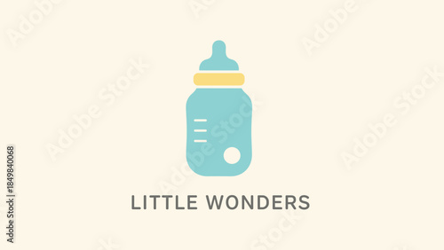 Baby Bottle Illustration with Teal Color.