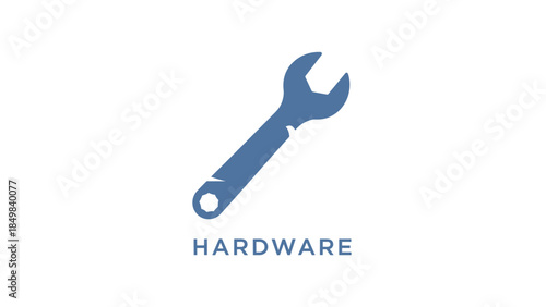 Blue Adjustable Wrench Tool Icon.