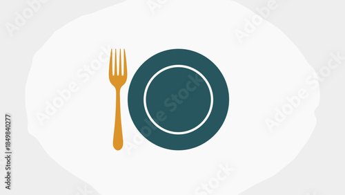 Empty Plate and Fork Illustration Design.