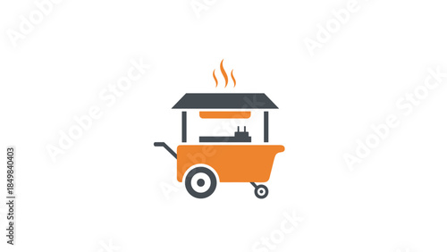Illustration of a Food Cart with Smoke.