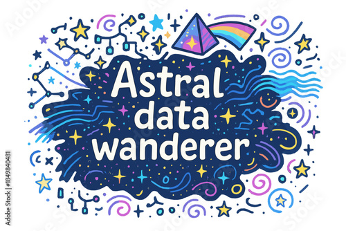 Astral Wanderer Illustration. Astral data wanderer. Hand-drawn doodle illustration of Astral data wanderer.