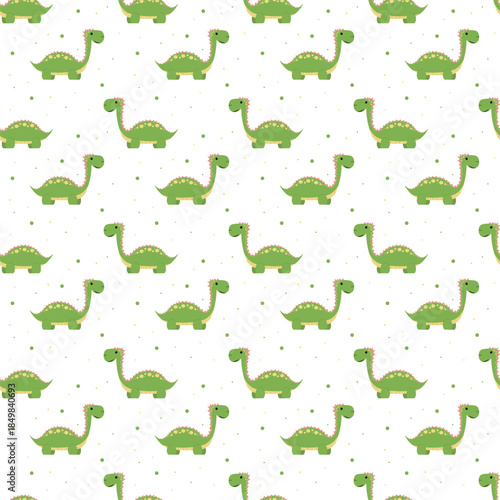 Soft green dinosaur trail seamless pattern for eco friendly kids packaging and boxes
