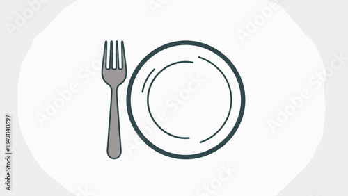 Simple Illustration of Fork and Plate.
