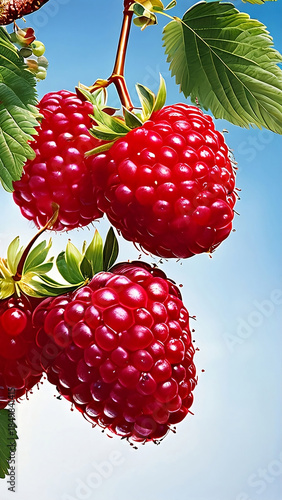 berries of a raspberry on a branch