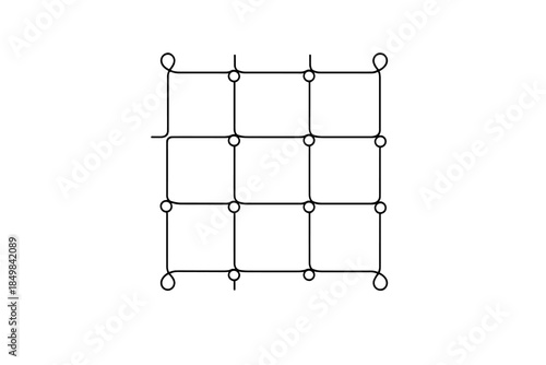 Glowing Embroidery Grid. "Digital embroidery grid made of glowing nodes". Minimalistic one-line drawing [of a