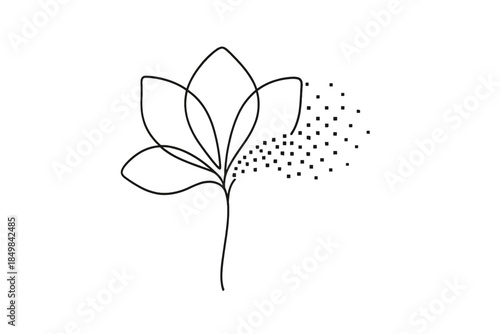 Minimalist Petal Design. "Digital folk petal design shaped by soft pixel tones". Minimalistic one-line drawing