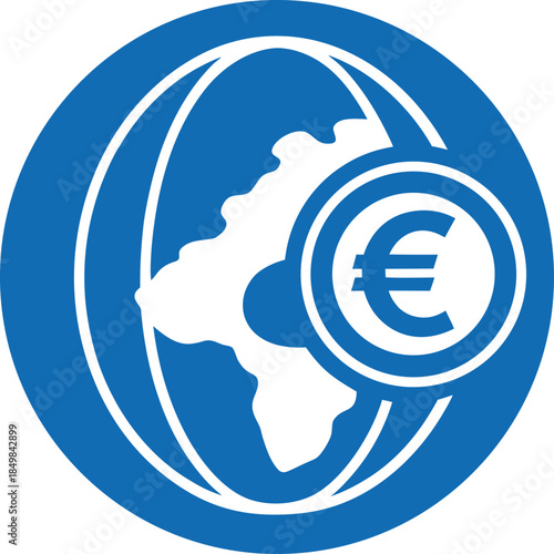 Global finance network euro vector icon editable stroke illustration