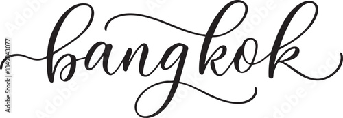 Elegant Bangkok calligraphy text a stylish script font for travel branding and city promotion isolated 