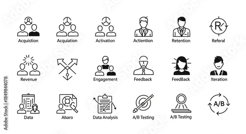 Vectorial design representing key business strategy and customer relationship management cycles