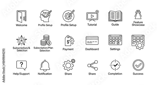 Collection of Hand Drawn Doodle Vector Icons for User Interface and Web Design Elements