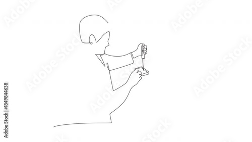 Animated Researchers are analyzing DNA samples. Dna analysis concept one-line drawing