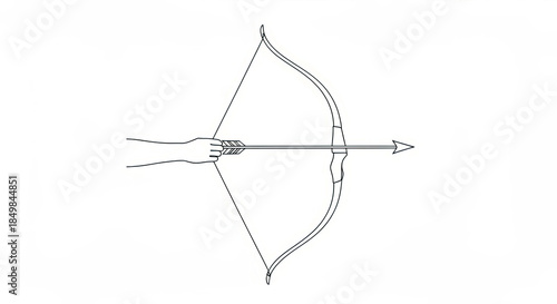 black and white bow and arrow aiming clip art preview