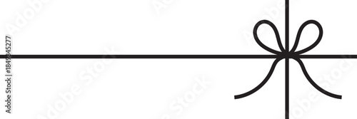 Black Gift Ribbon Bow Background. Minimal illustration of golden ribbon crossing with decorative bow, symbolizing gift wrapping, celebration, surprise, and festive presentation on white background.

