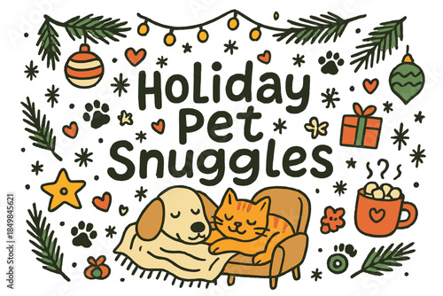 Festive Pet Cuddle Scene.
