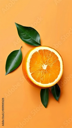 orange with leaves AI
