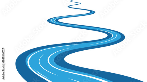 Blue Wavy Road or Pathway Illustration.