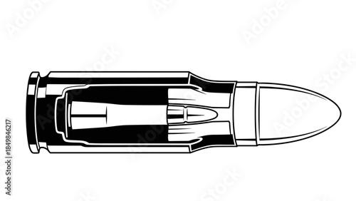 Bullet Cross Section Detailed Illustration.