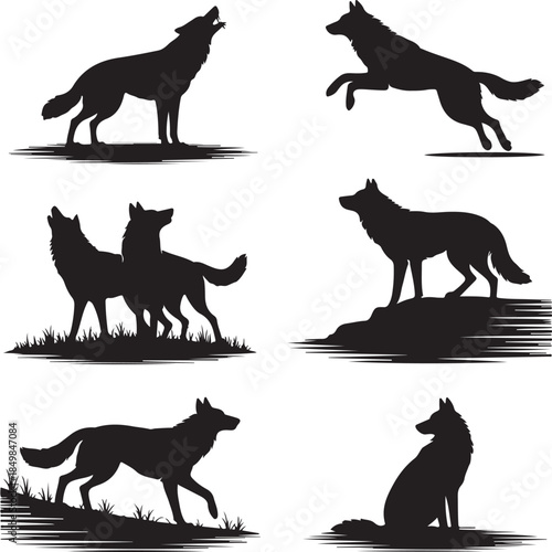 Majestic Wolf Silhouette Vector Illustration – Wild Animal Logo Design