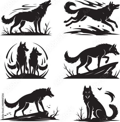 Majestic Wolf Silhouette Vector Illustration – Wild Animal Logo Design