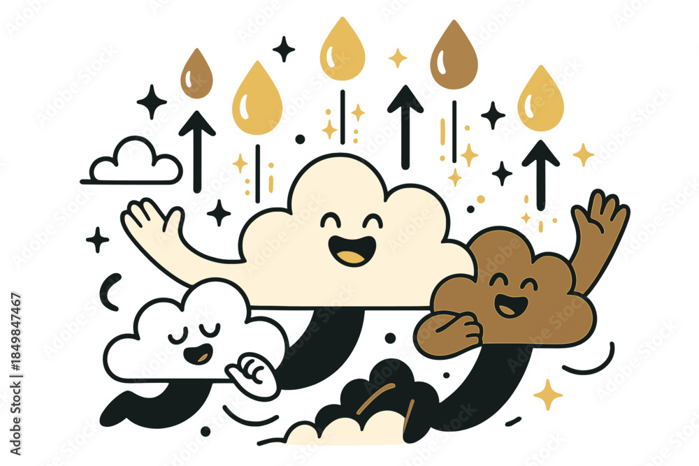 Naklejka premium Raindrops Ascend Joyfully.