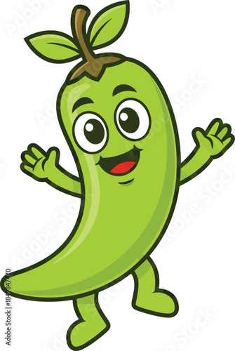 Smiling cartoon banana character dancing happily in blue circle