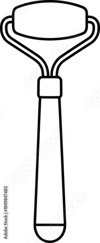 Simple line drawing illustration of a facial roller beauty tool for skincare routine