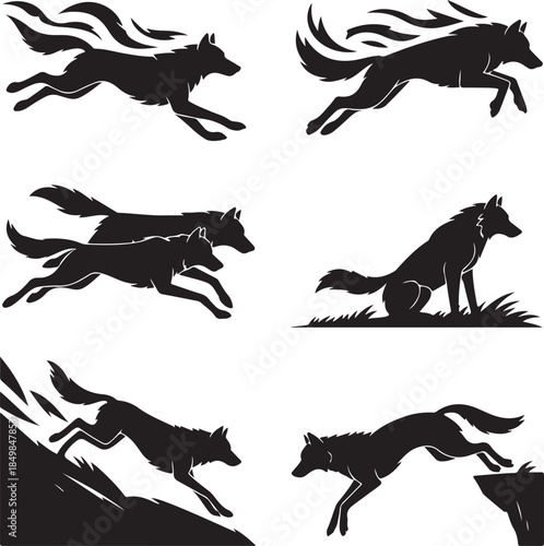 Majestic Wolf Silhouette Vector Illustration – Wild Animal Logo Design